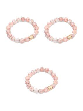 3 Matching Red Vein Jasper Bracelets - Bridesmaid Friendship Set, Stretch